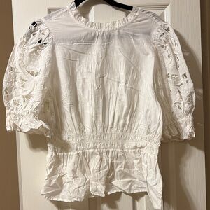 Universal Thread White Blouse with Puff Sleeves